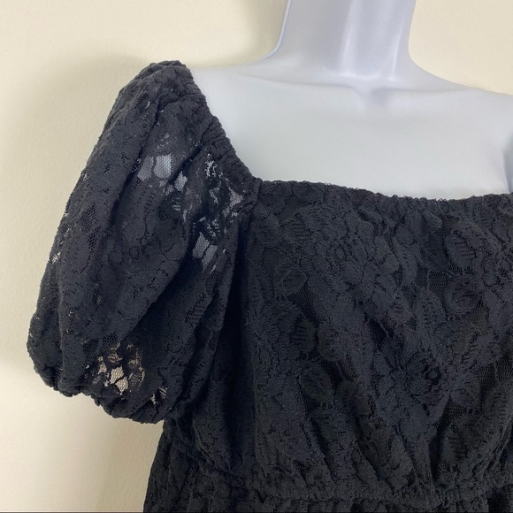 NEW NWT STITCH FIX DAISY & DELILAH Black Lace Off Shoulder Babydoll Top Medium - Picture 2 of 5